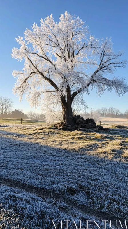 AI ART Frozen Tree in Morning Light