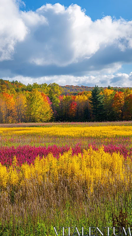 AI ART Colorful Autumn Landscape in a Scenic Field