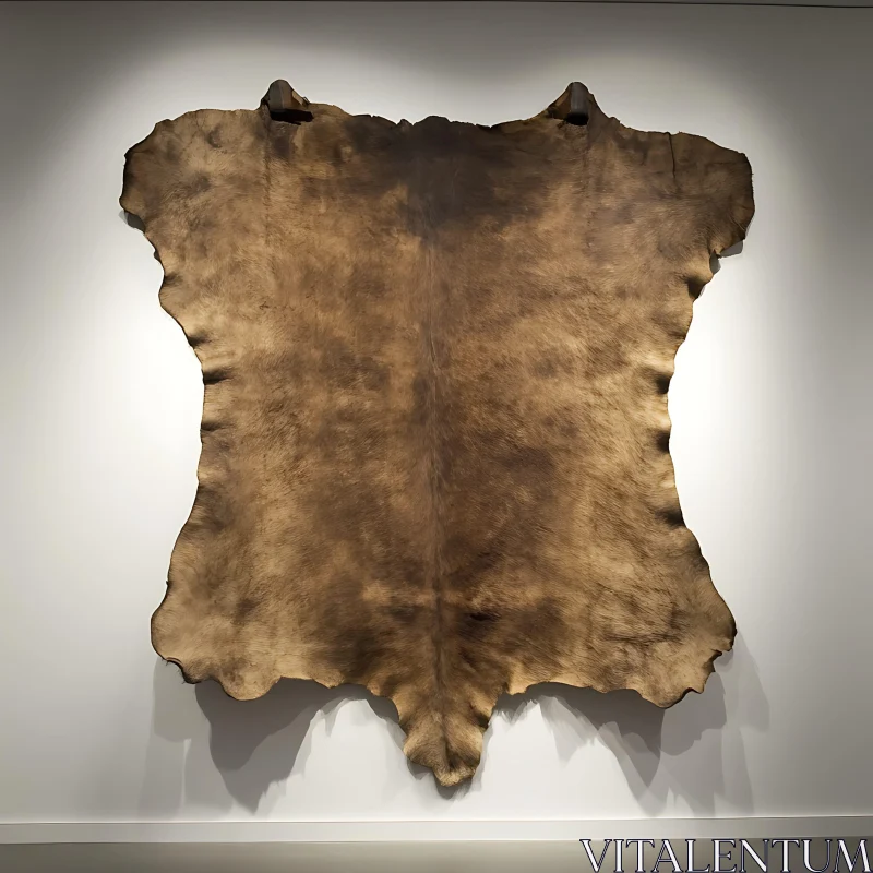 Textured Brown Leather Art Display AI Image