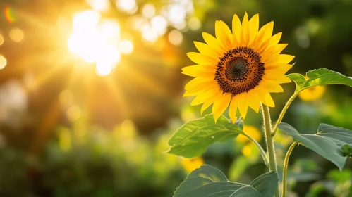 Sunflower Blooming in Sunlit Garden