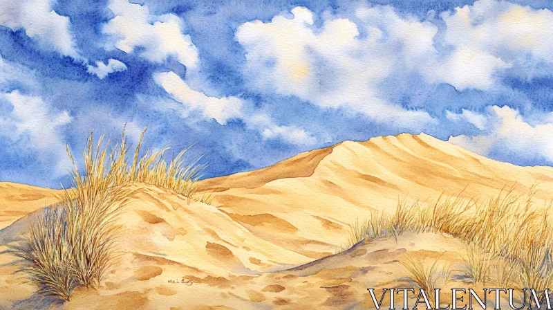 AI ART Sand Dunes and Blue Sky Painting