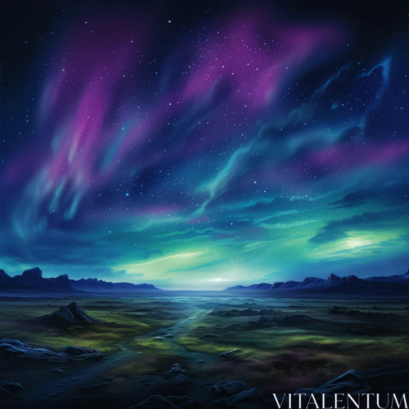 Stunning Alaskan Northern Lights: Abstract Nature Digital Art AI Image