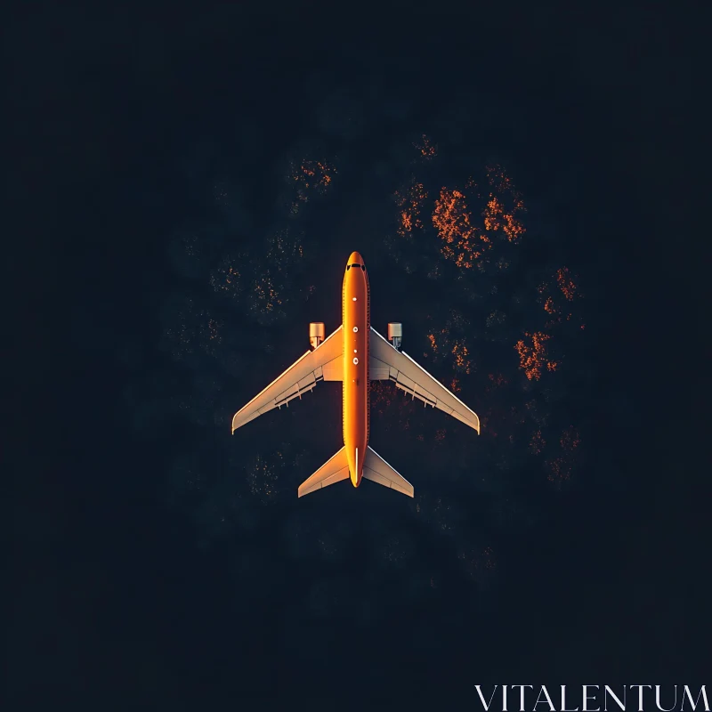 Orange Plane Soaring Over Deep Blue Sea AI Image