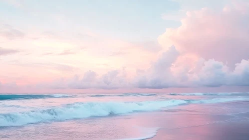 Tranquil Beach Scene with Pastel Sky