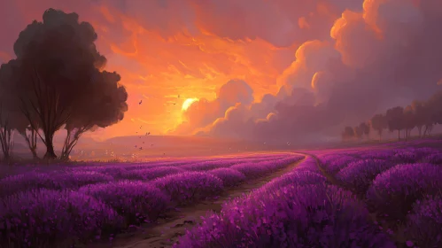 Sunset Lavender Landscape