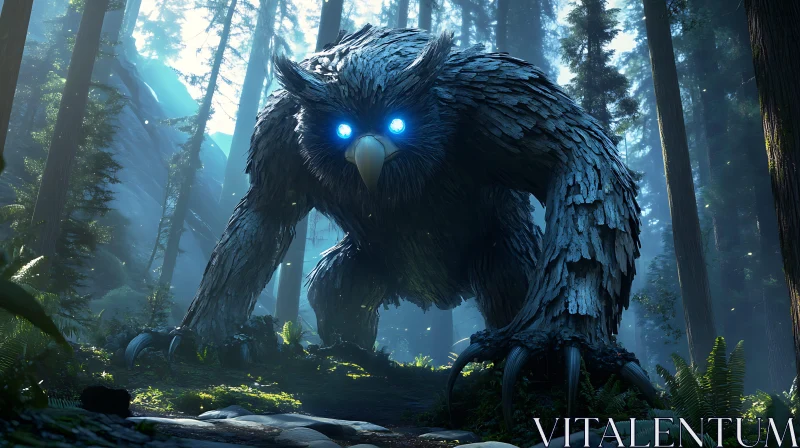 AI ART Enigmatic Forest Creature with Glowing Eyes