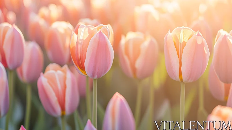 AI ART Pink Tulips Under Soft Sunlight