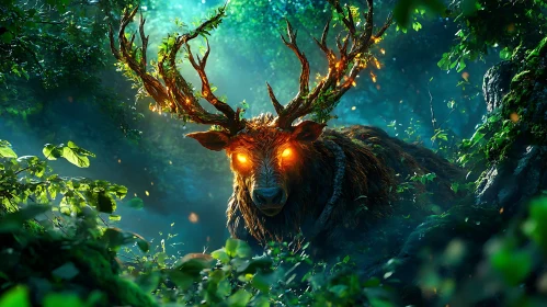 Mythical Deer in Enchanted Forest