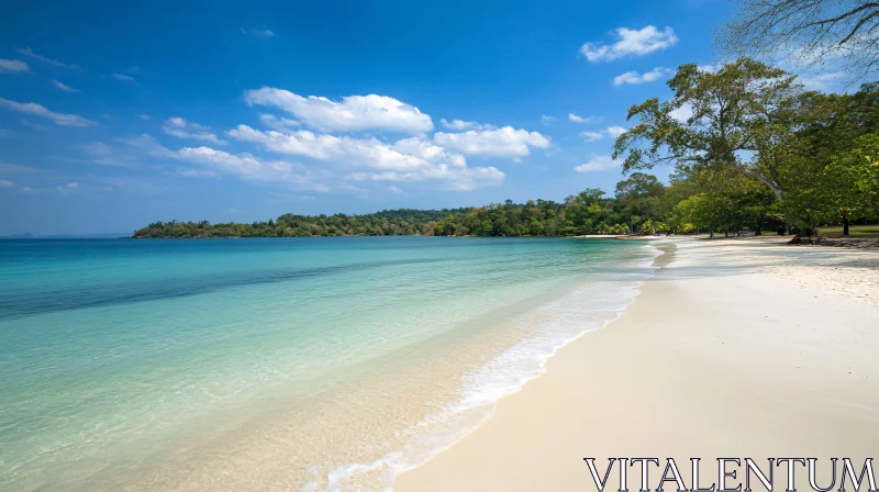 AI ART Idyllic Seaside Landscape with Blue Sky and Green Trees