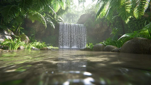 Serene Forest Waterfall Scene