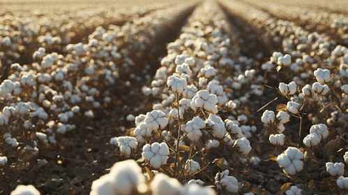 Expansive Cotton Field Glowing in Sunlight