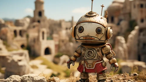 Antique Robot Amidst Fantastical Ruins: A Blend of Miniaturecore and Pop Culture
