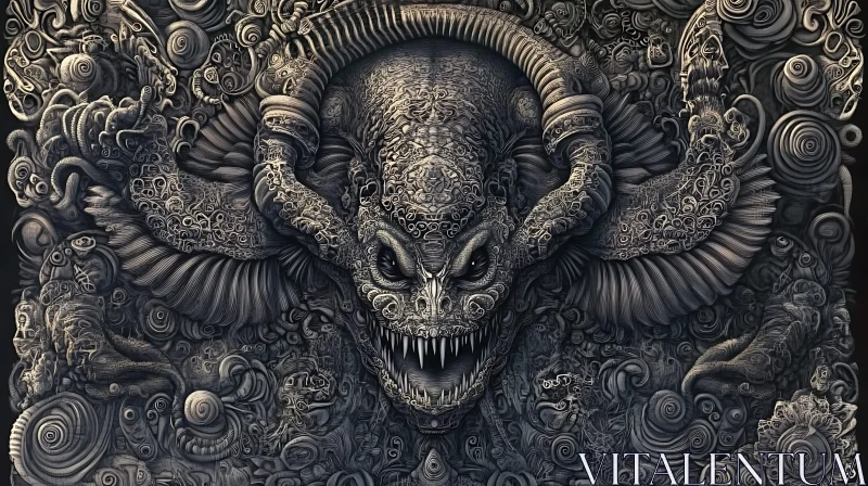 AI ART Detailed Abstract Demon Design in Monochrome