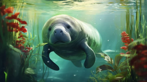 Manx Swimming in Water - A Realistic Animal Portrait