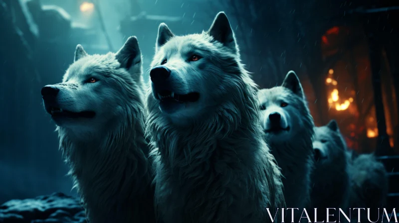 Wolf Pack HD Wallpaper: A Pop Culture Infused Fantasy AI Image