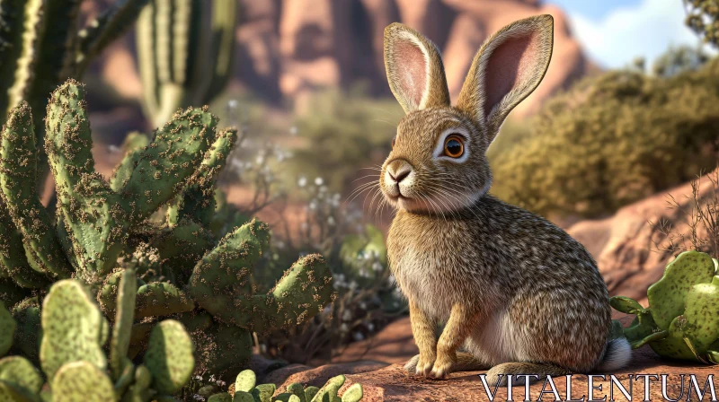 Desert Bunny in Natural Habitat AI Image