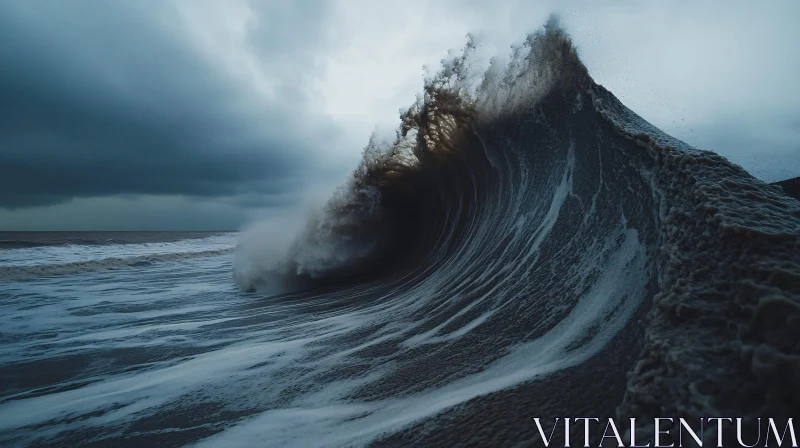 Massive Sea Wave Under Stormy Skies AI Image