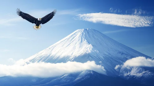 Majestic Eagle Over Snowy Mountain