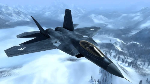 Winter Flight: Jet Over Icy Peaks