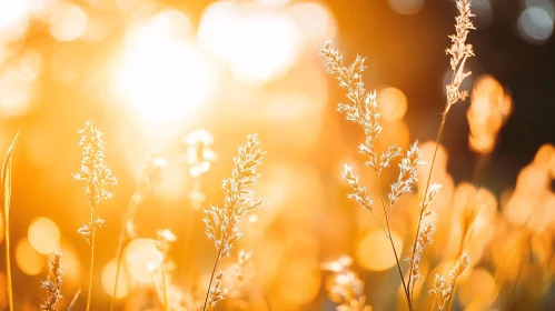 Grass Field Bathed in Sunlight