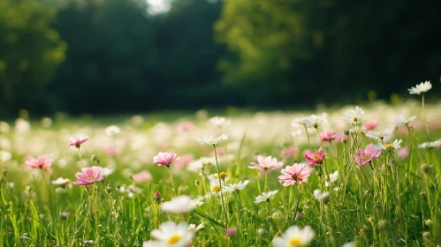 Peaceful Floral Meadow in Sunlight