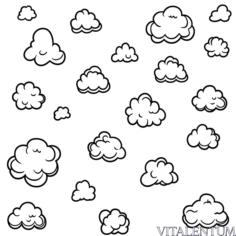 Playful Black and White Clouds Design AI Image