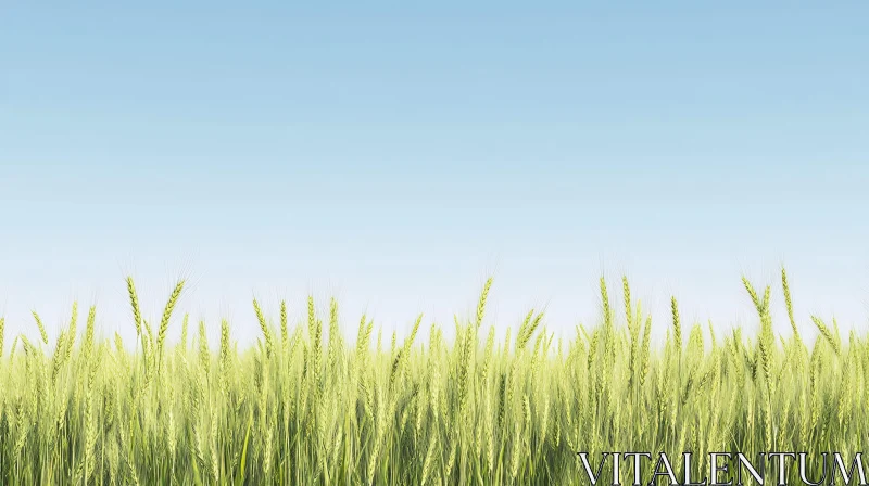 Lush Wheat Field Against a Tranquil Sky AI Image