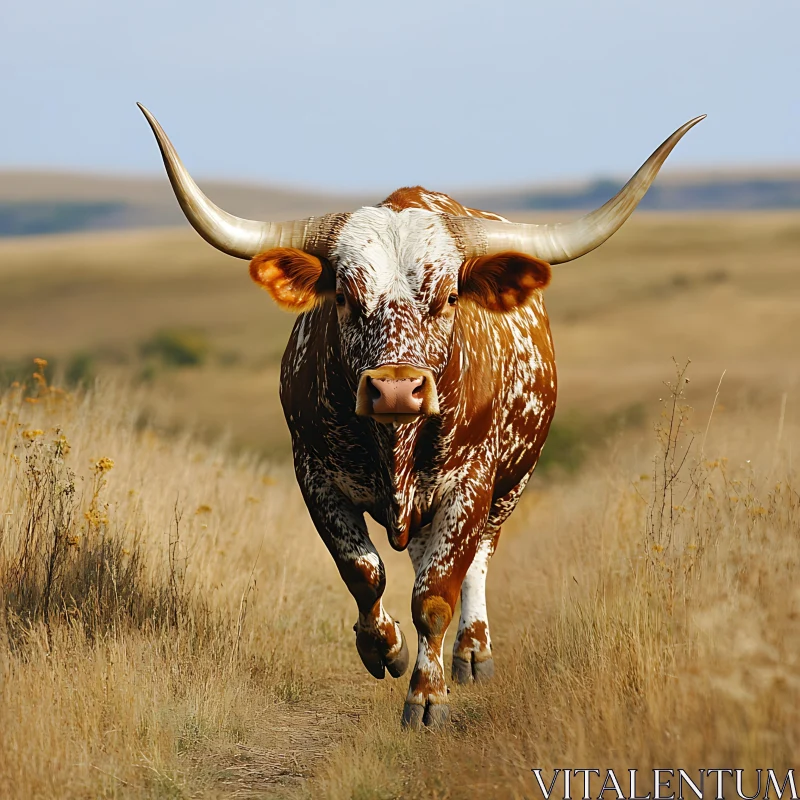 Bull Standing in Grassy Field AI Image