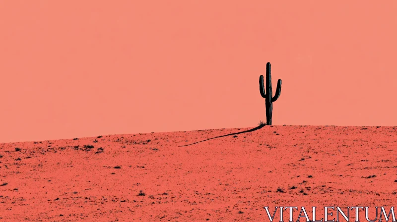 Lonely Cactus on Orange Sand AI Image