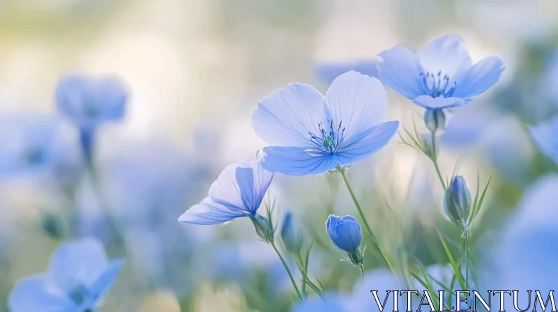 Serene Blue Flowers in Nature AI Image