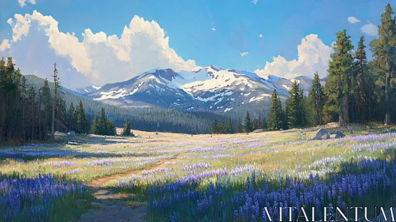 AI ART Tranquil Mountain Meadow Landscape