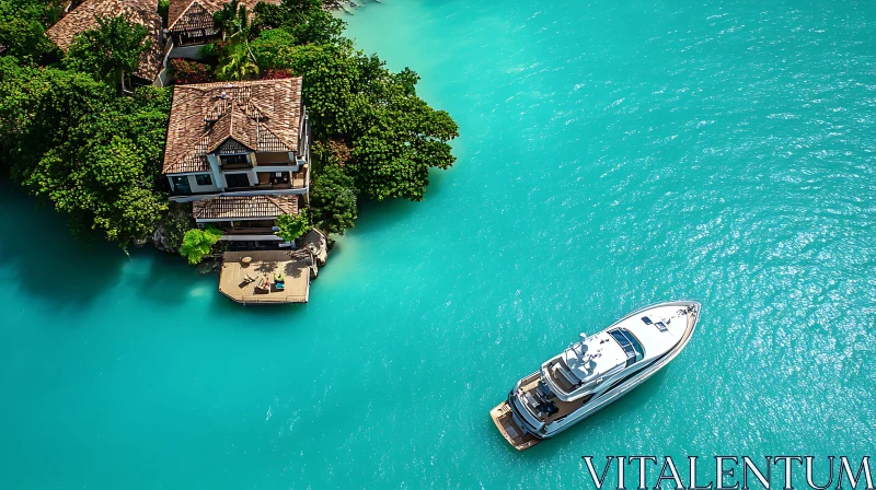 Tropical Island Retreat with Yacht AI Image