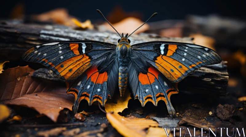 Autumnal Butterfly on Leaves - Baroque Inspired Nature Portrait AI Image