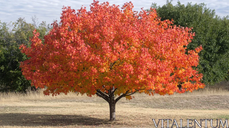 Vibrant Fall Tree with Red and Yellow Foliage AI Image