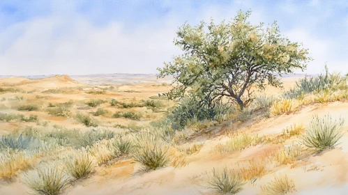 Desert Environment with Sparse Vegetation