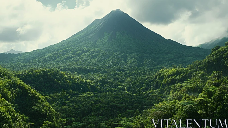 Lush Green Mountain and Forest Scene AI Image