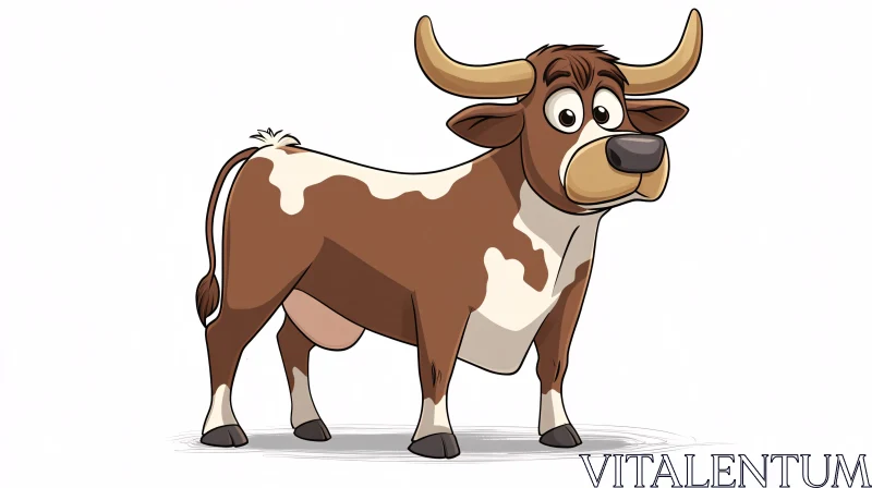 Adorable Cartoon Cow Drawing AI Image