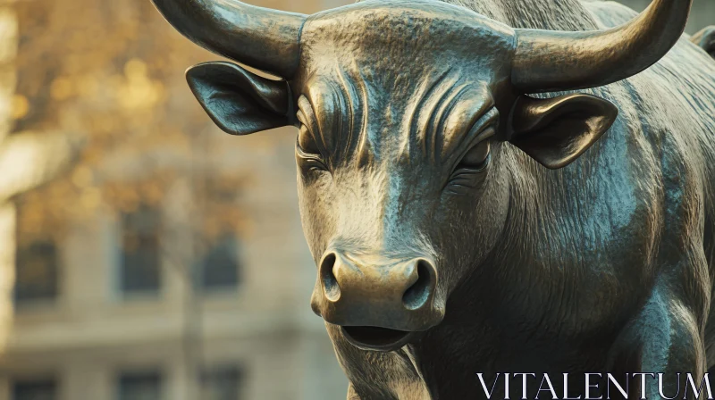 Urban Bronze Bull Statue AI Image