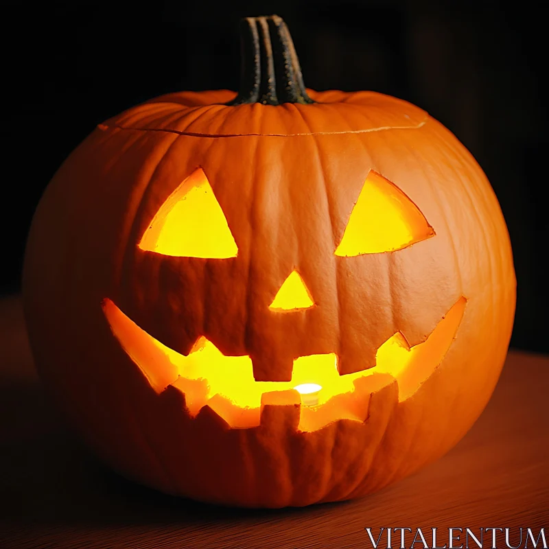 Spooky Carved Pumpkin for Halloween AI Image