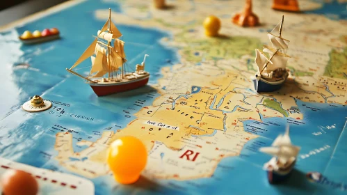 Strategic Nautical Board Game with Miniature Ships