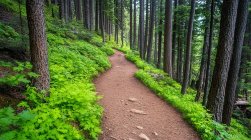 Peaceful Trail in Dense Woodlands