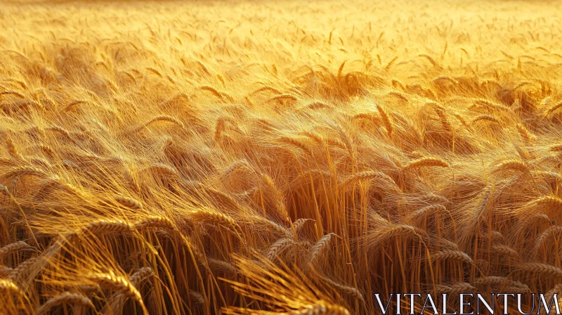 Golden Wheat Field Landscape in Sunlight AI Image