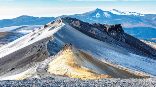 Snow-Capped Mountain Peaks and Natural Terrain