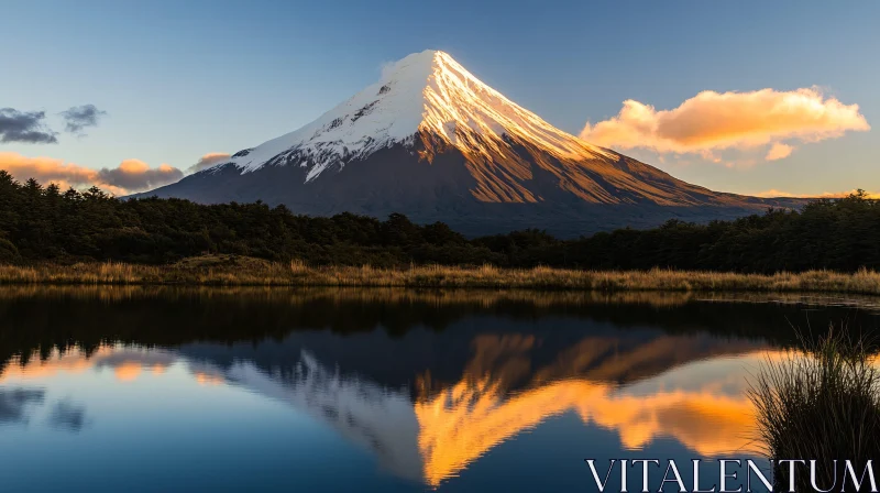 Serene Mountain Landscape with Lake Reflection AI Image