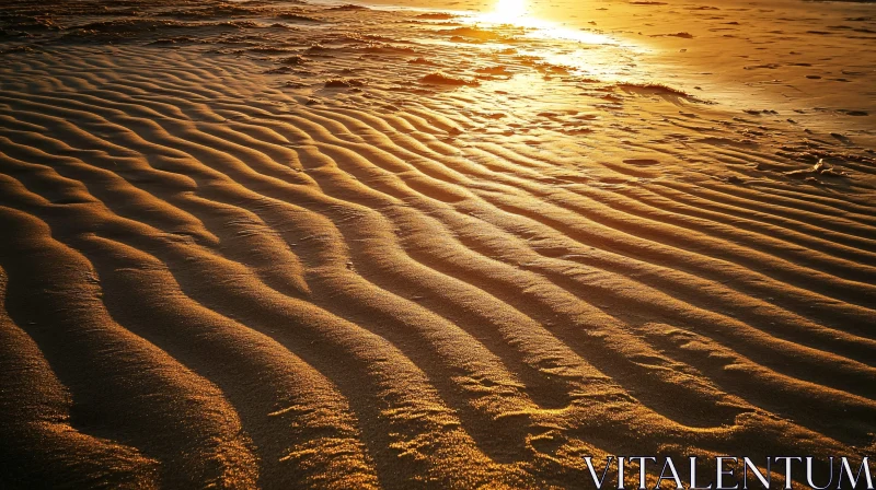 AI ART Wave Patterns on the Beach at Sunset