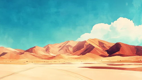 Desert Landscape with Mountains and Clear Sky