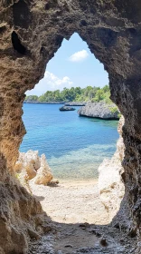 Tranquil Seascape from Cave Perspective