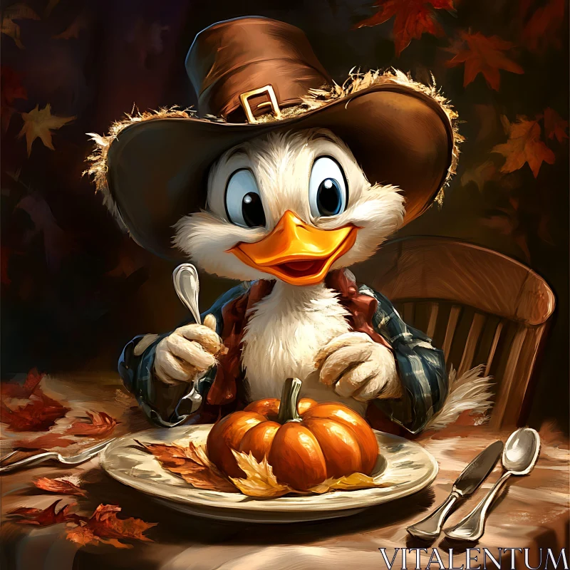 Festive Duck Ready for Thanksgiving Meal AI Image