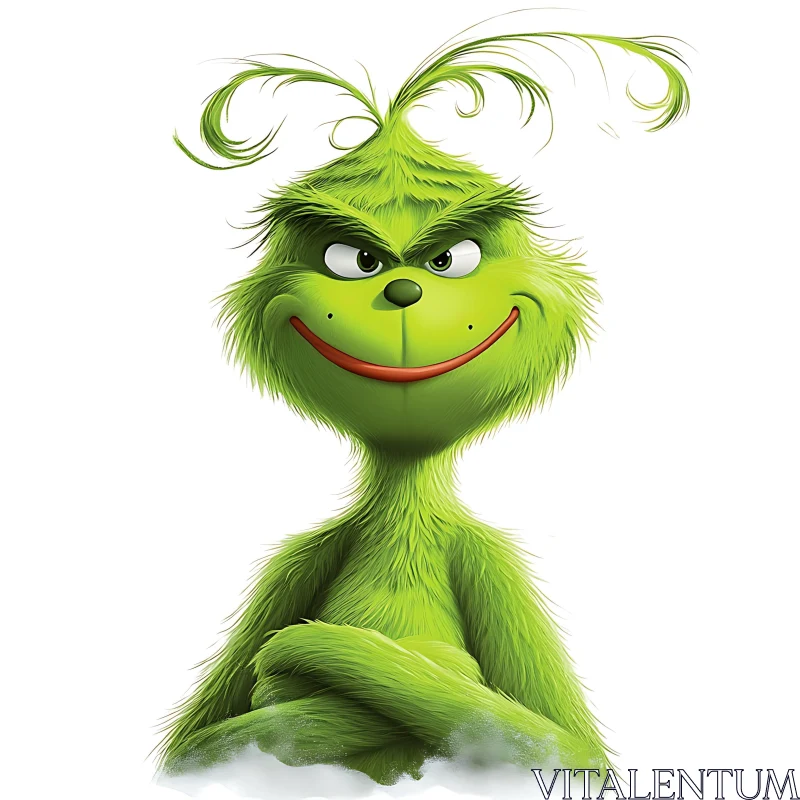 AI ART Green Cartoon Character with Spiky Hair