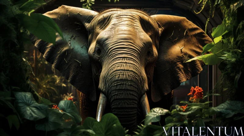 Majestic Elephant in a Lush Forest - JunglePunk Art AI Image
